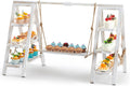Wooden 3 Tier Swing Cupcake Stand with Serving Platter - Rustic White