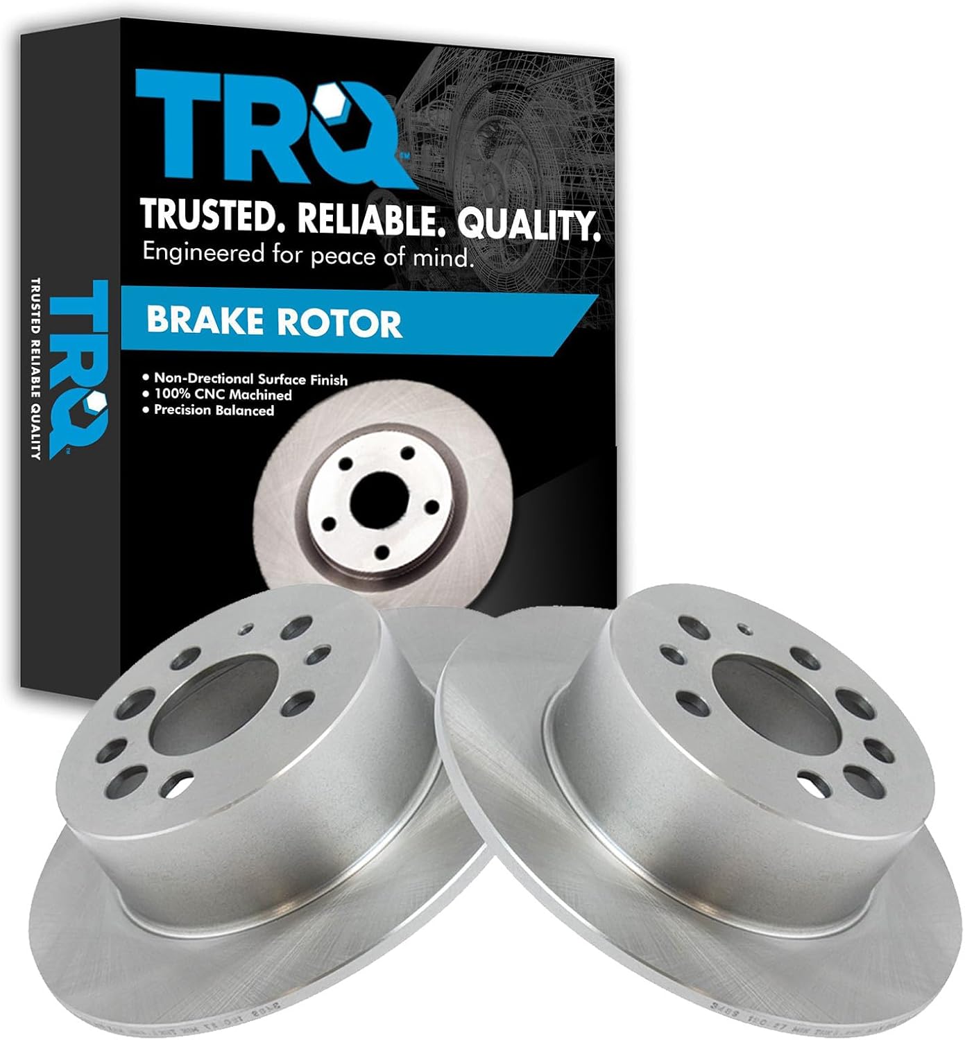 TRQ Rear Disc Brake Rotor Pair Set for Volvo 164 240 740 940