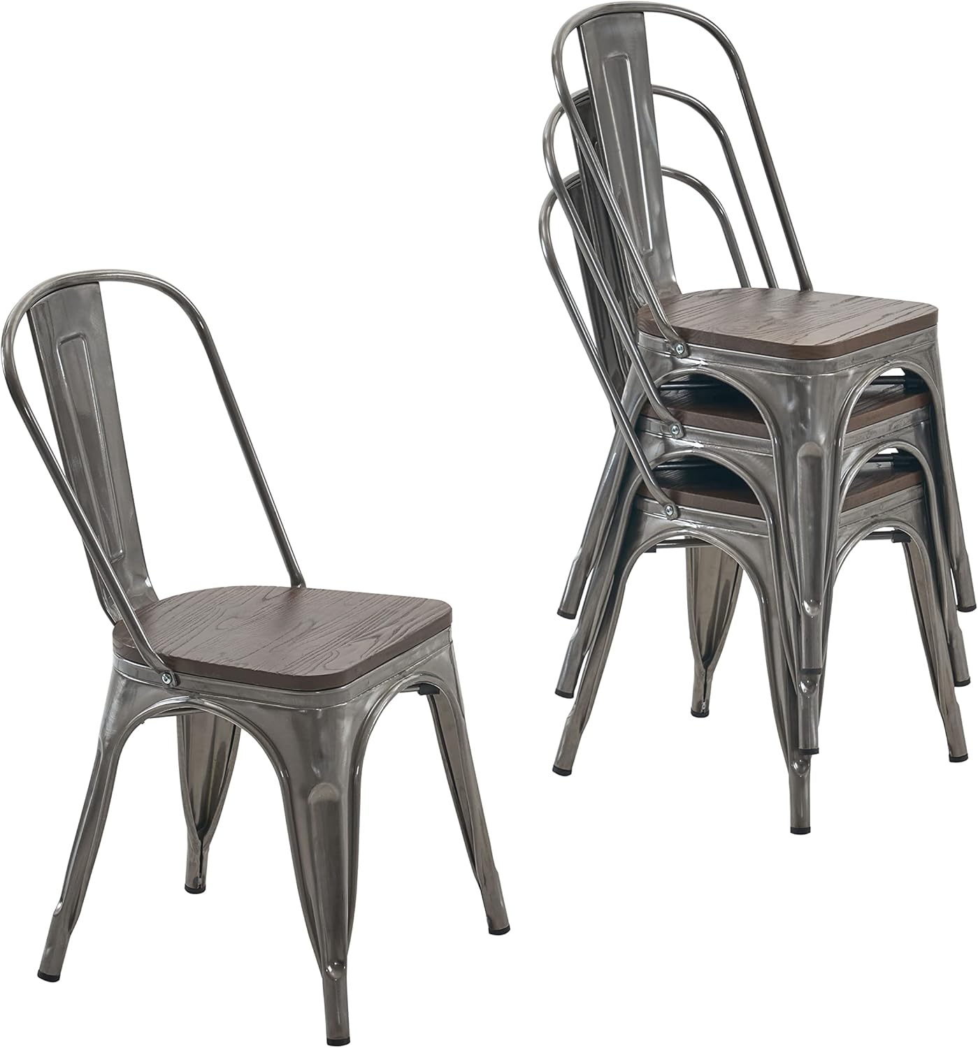Nazhura Metal Dining Chair Set of 4 for Kitchen and Patio