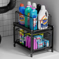 2 Tier Sliding Basket Drawer Organizer - Under Sink Pull Out Storage