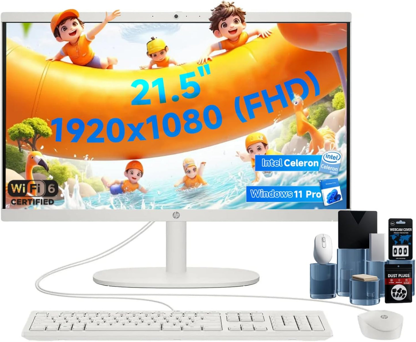 HP All-in-One Desktop Computer with 21.5in FHD Display