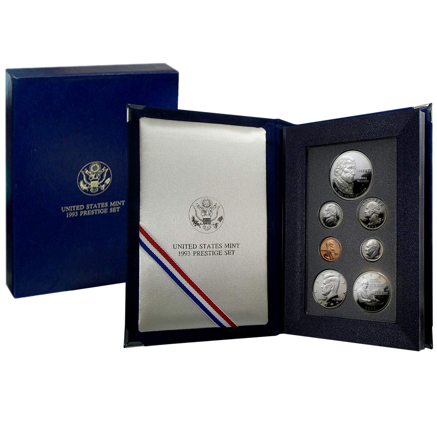 USA 1993 Mint Prestige Proof Set with 7 Coins in Case