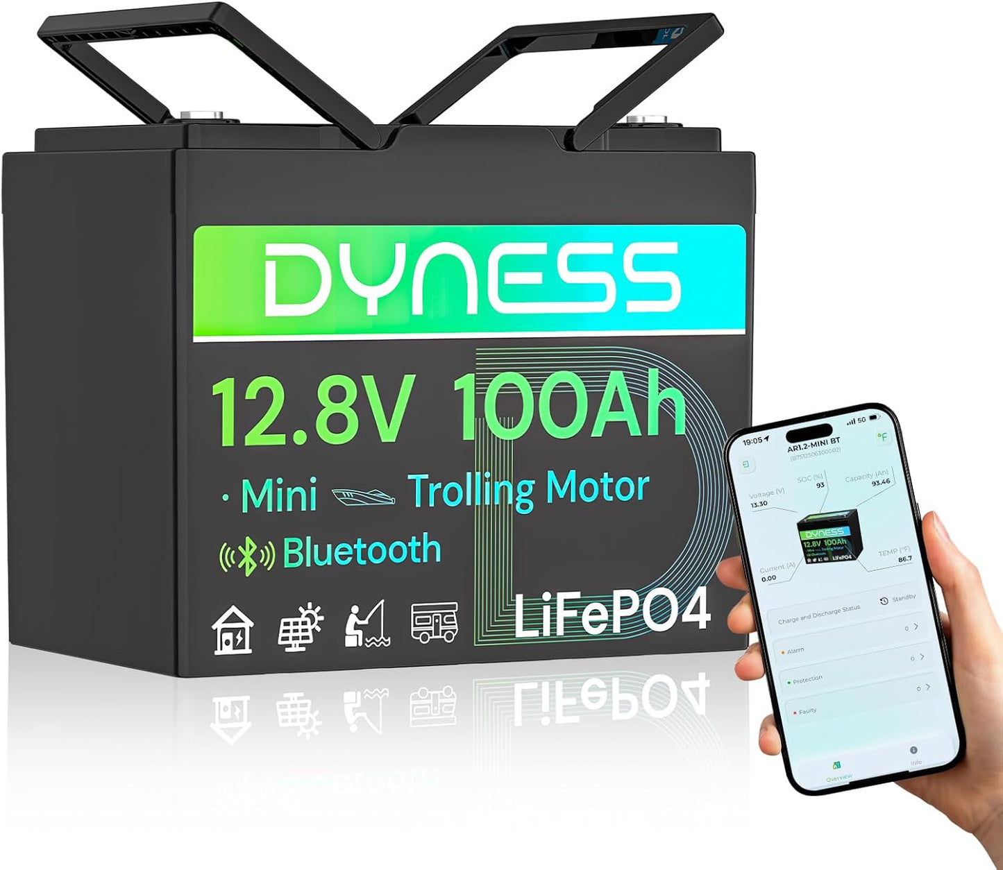 12V 100Ah LiFePO4 Bluetooth Battery for Trolling Motors and RVs