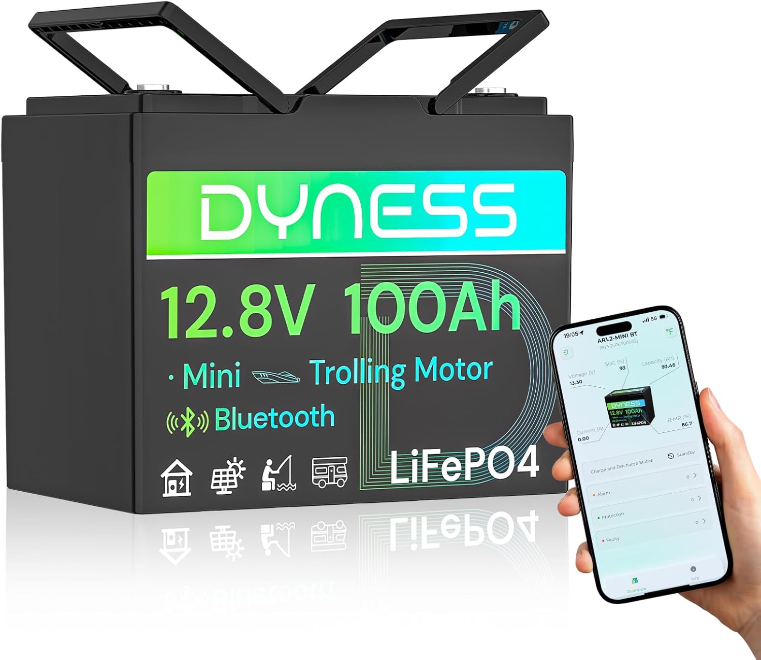 12V 100Ah LiFePO4 Bluetooth Battery for Trolling Motors and RVs