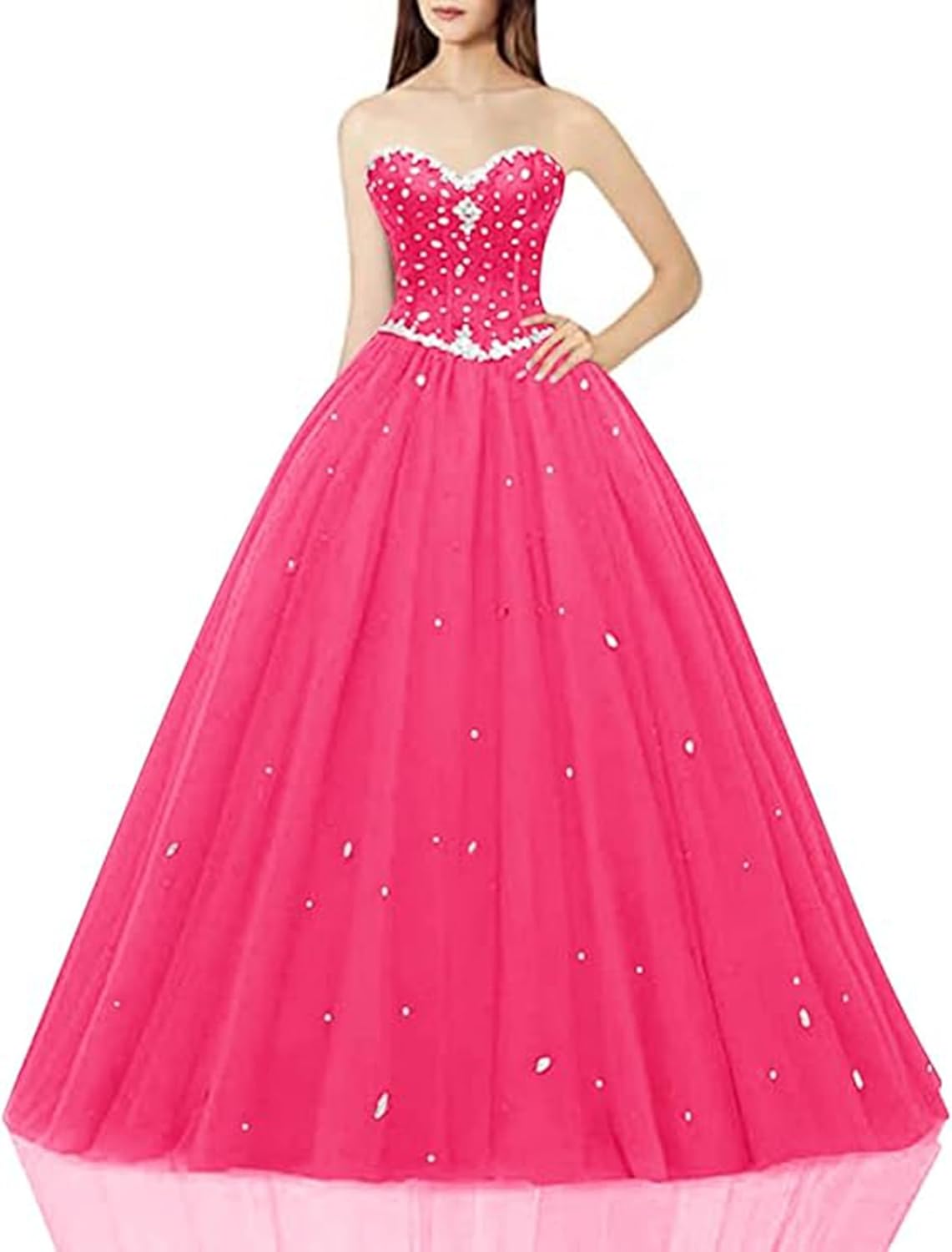 Women's Sweetheart Ball Gown Tulle Quinceanera Dresses Review