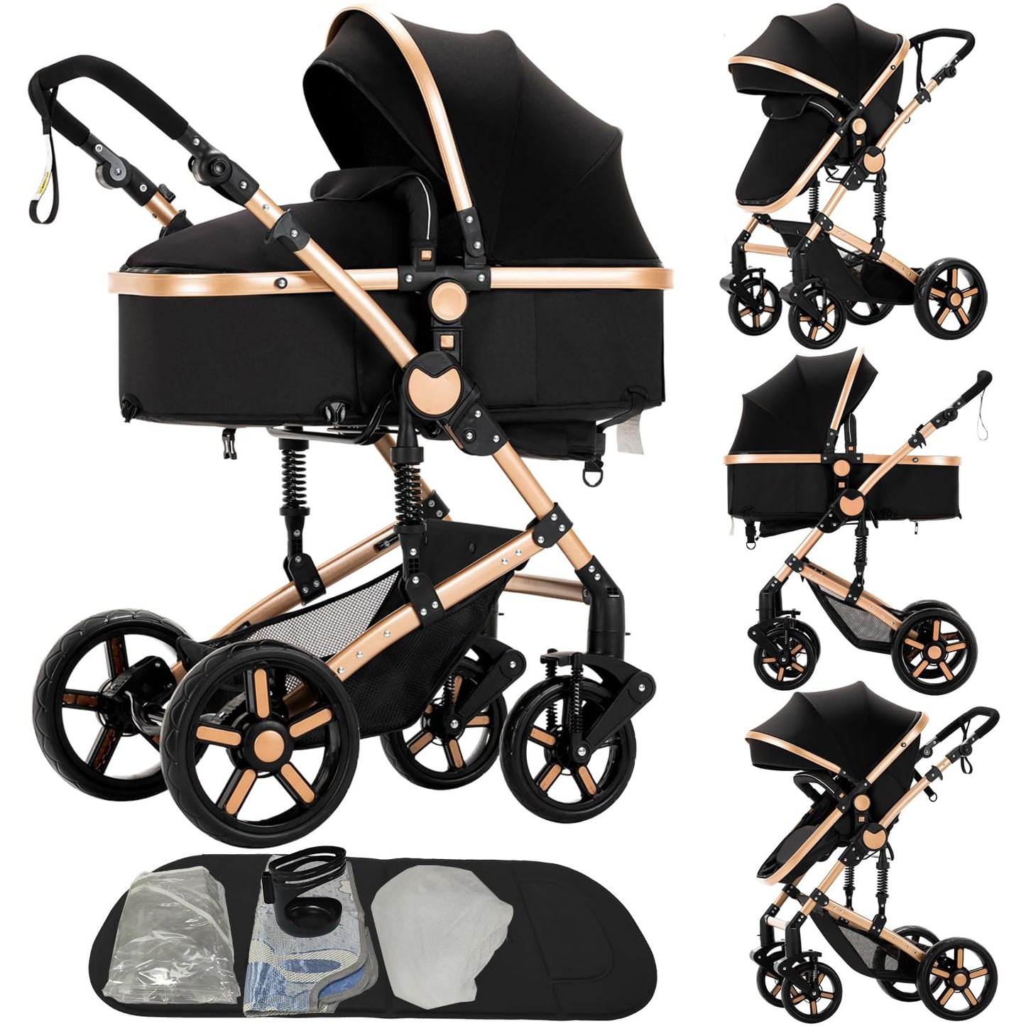 2 in 1 Convertible Baby Stroller with Bassinet Mode for Comfort