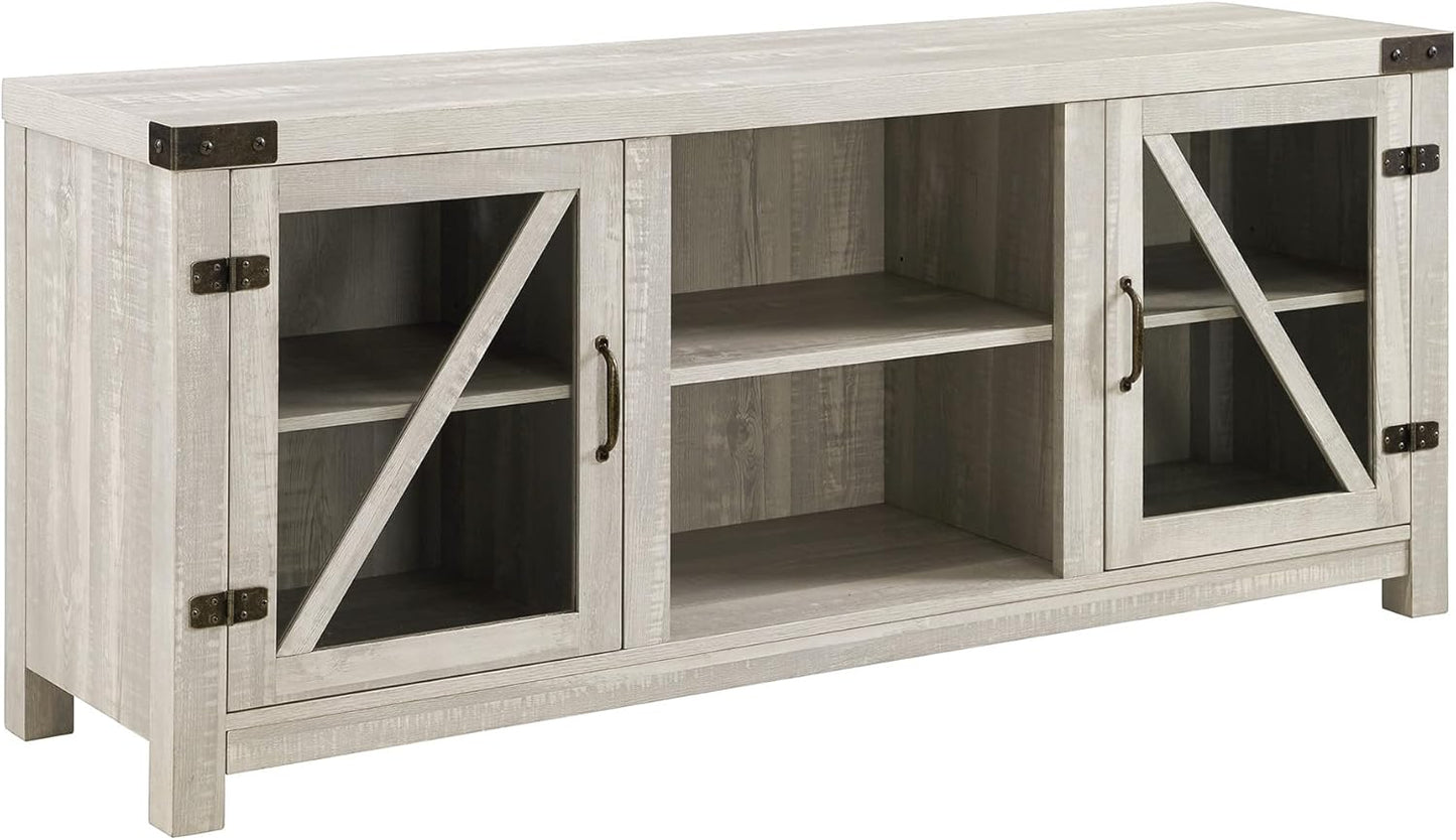 58 Wesley Glass Door TV Stand - Stone Grey
