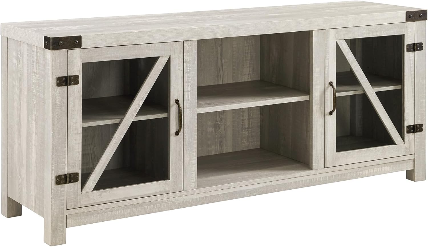 58 Wesley Glass Door TV Stand - Stone Grey