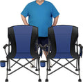 2 Pack Oversized Folding Camping Chair for Adults Blue-Black - Heavy
