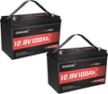 12V 100Ah LiFePO4 Battery 2-Pack - High Energy, Lightweight