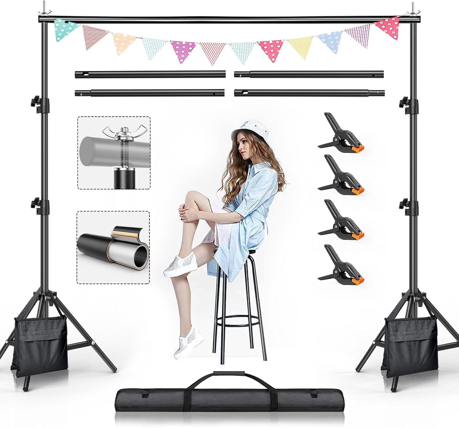 BEIYANG Backdrop Stand Kit for Photography and Video Support