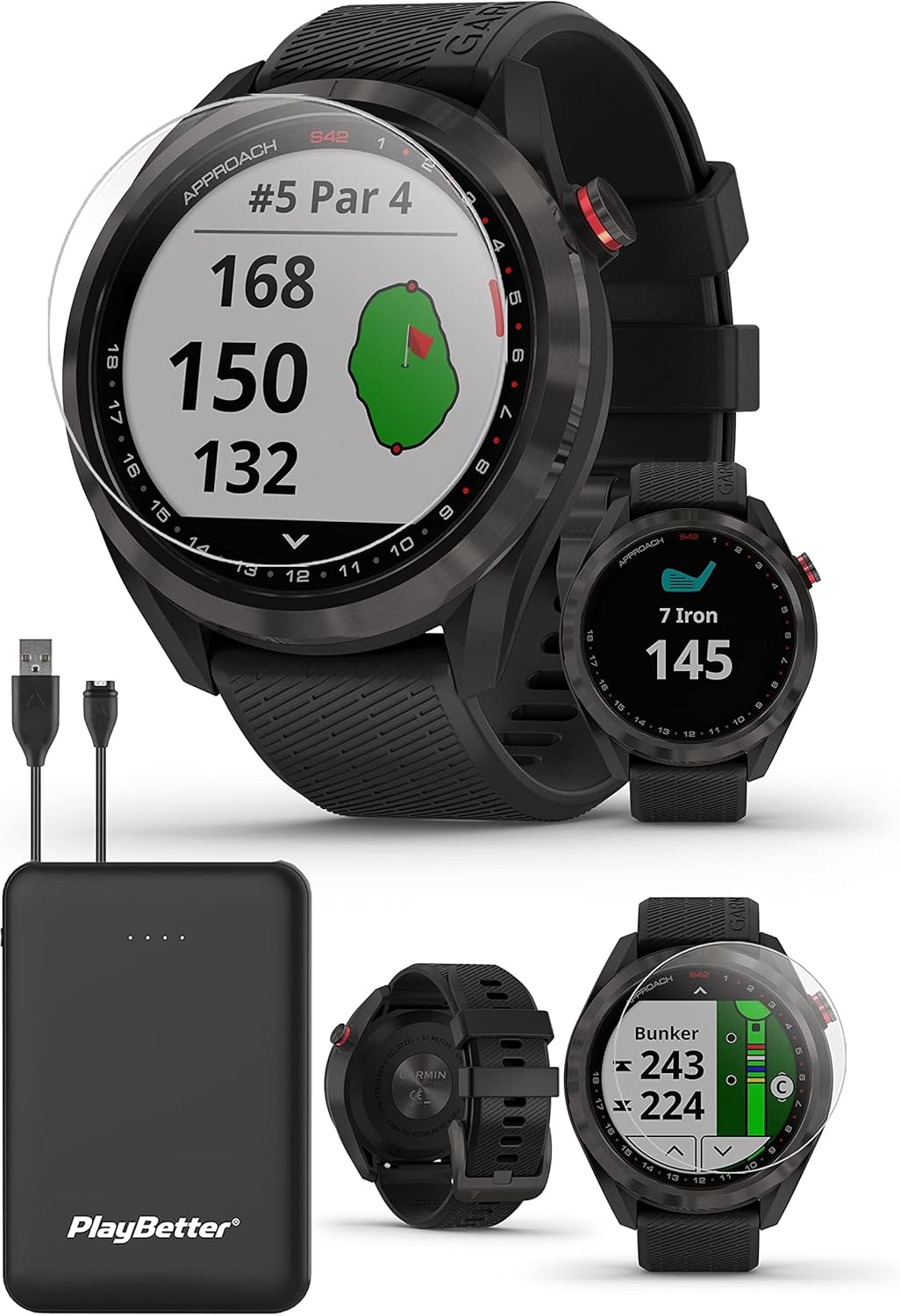 Garmin S42 Golf GPS - 42,000+ Courses, PlayBetter Bundle
