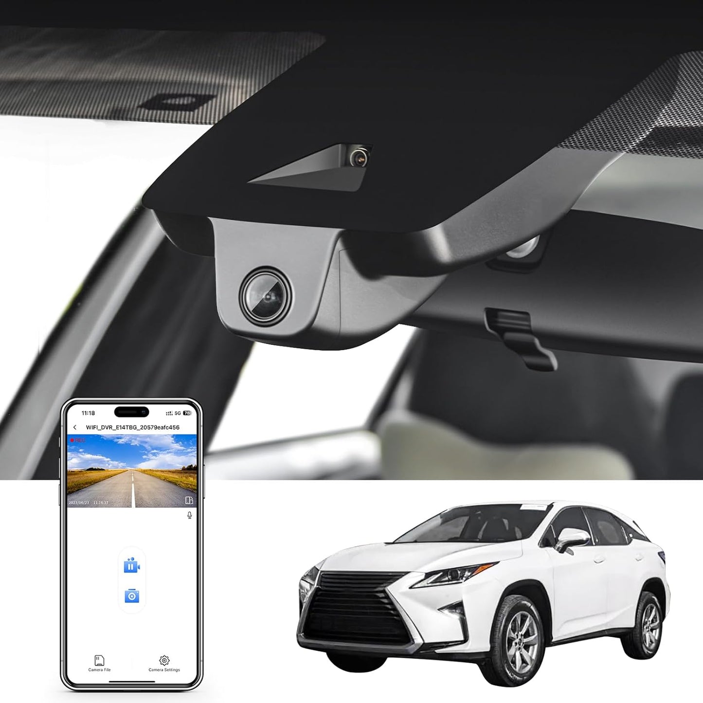 4K Dash Cam for Lexus RX 2018 2019 2020 2021 2022 Model B