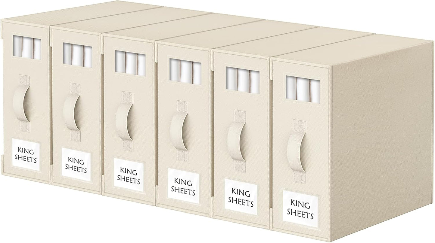 Criusia Bed Sheet Organizers for Neat Linen Closet Storage