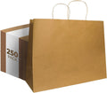 Natural Large Paper Bags with Handles - Durable 250 Pack