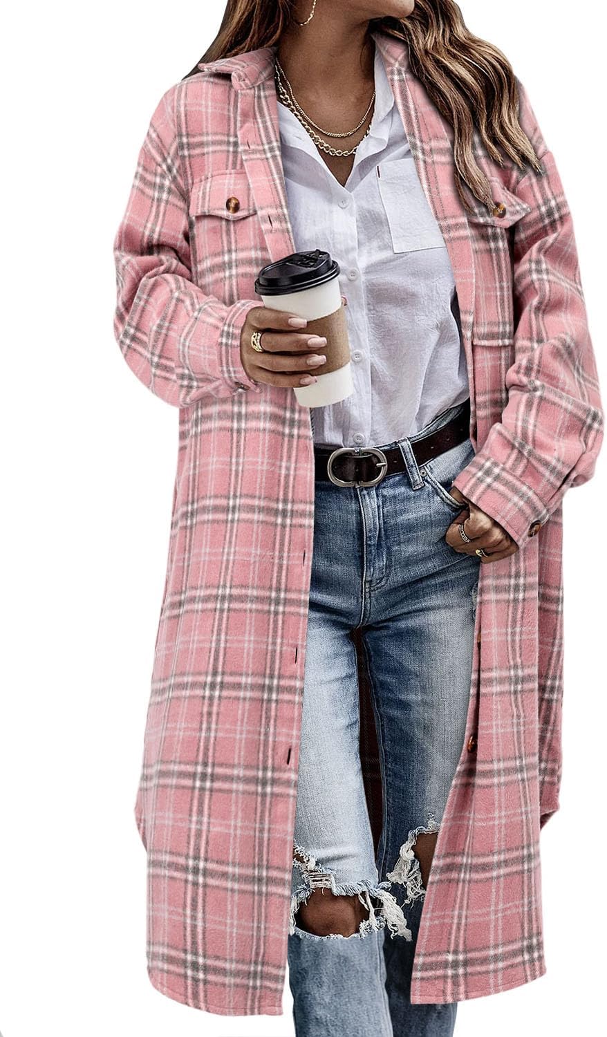 Stylish Womens Plaid Shacket Jacket for Casual Outfits