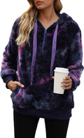 Womens Oversized Quarter Zip Sherpa Fleece Hoodie - Cozy Pullover
