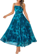 Women Summer Floral Maxi Dress Cowl Neck Spaghetti Strap (Style HTBL)