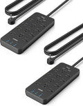 Anker Surge Protector Power Strip (Pack of 2): 12 Outlets + USB C for iPhone!