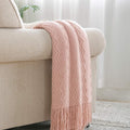 BOURINA Pink Throw Blanket 60x80 in - Soft Textured Couch Throw