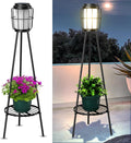 Solar Lights Outdoor 2 Pack with Plant Stands - Decorative Solar Floor
