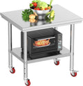 Stainless Steel Work Table 30in x 24in - NSF Certified Mobile Prep