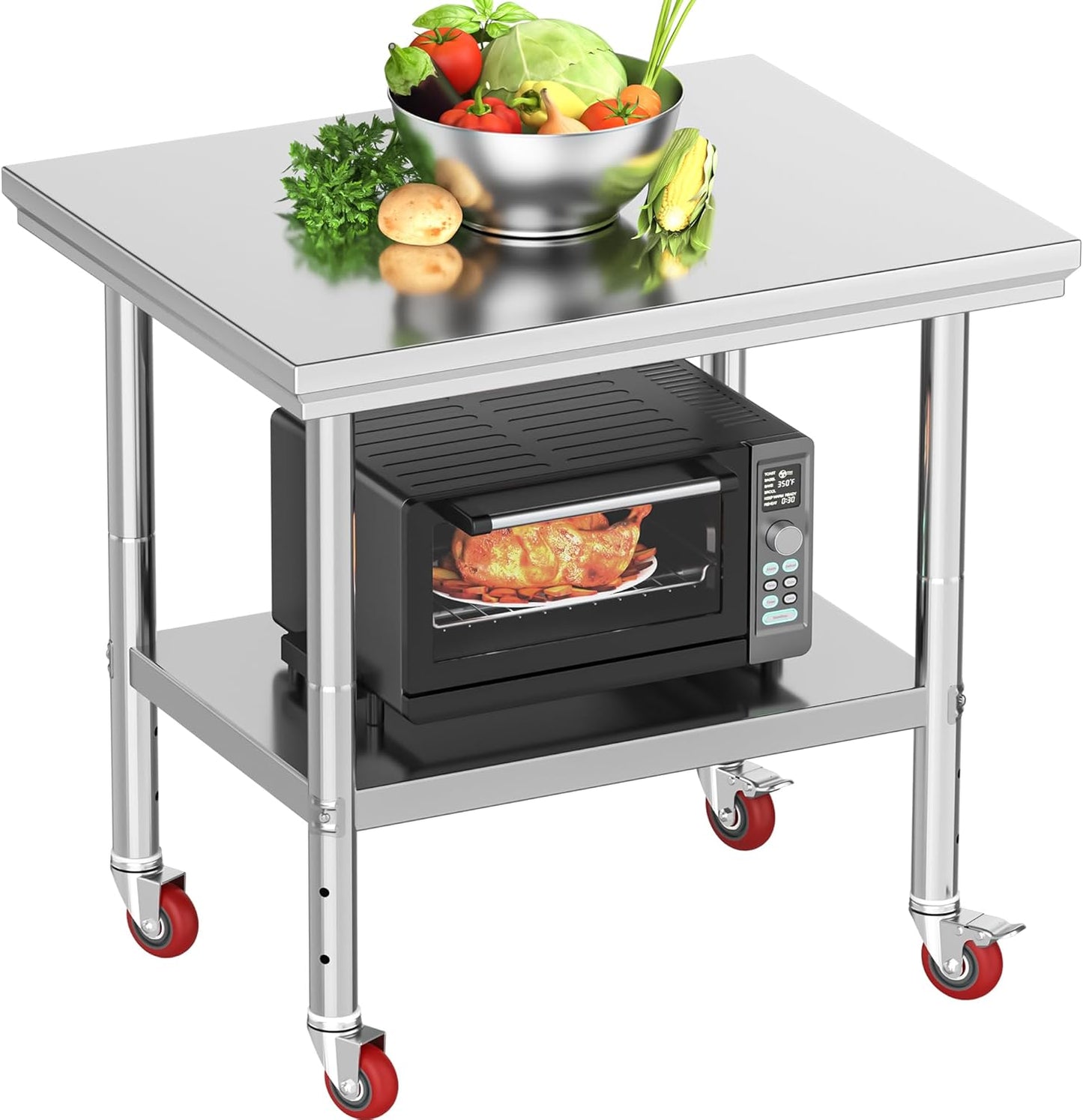 YITAHOME Stainless Steel Table with Wheels for Versatile Use