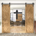 WINSOON 7.5ft Barn Door Hardware Kit Double Sliding Track - Heavy Duty