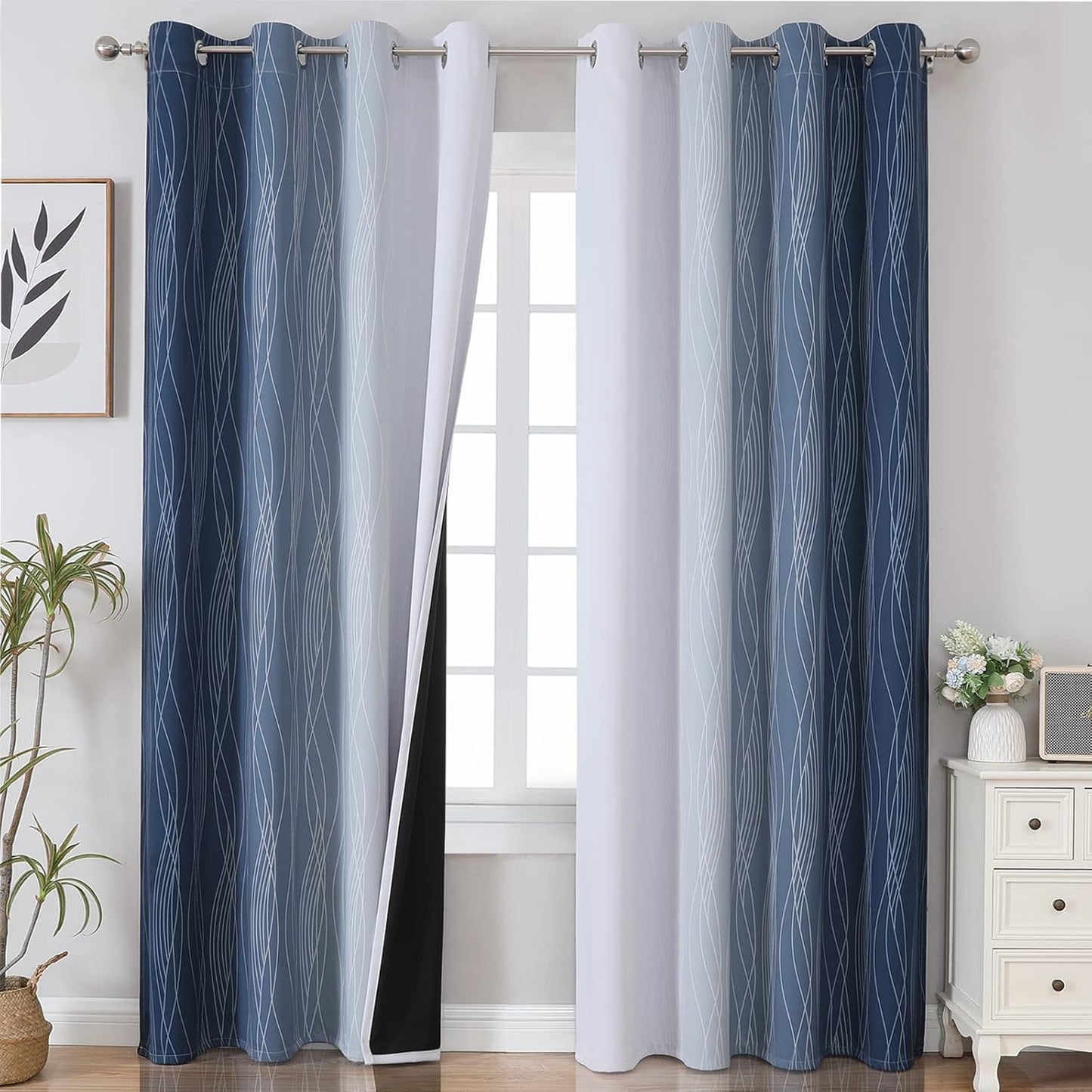 Ombre Blackout Curtains 102 Inches Long for Living Room