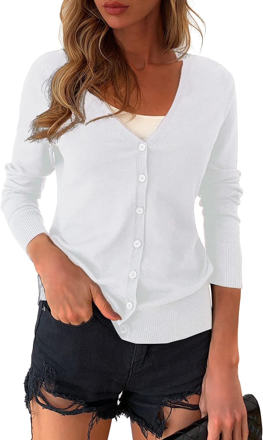 Chic Women's Long Sleeve Button Down Knit Cardigan Sweater