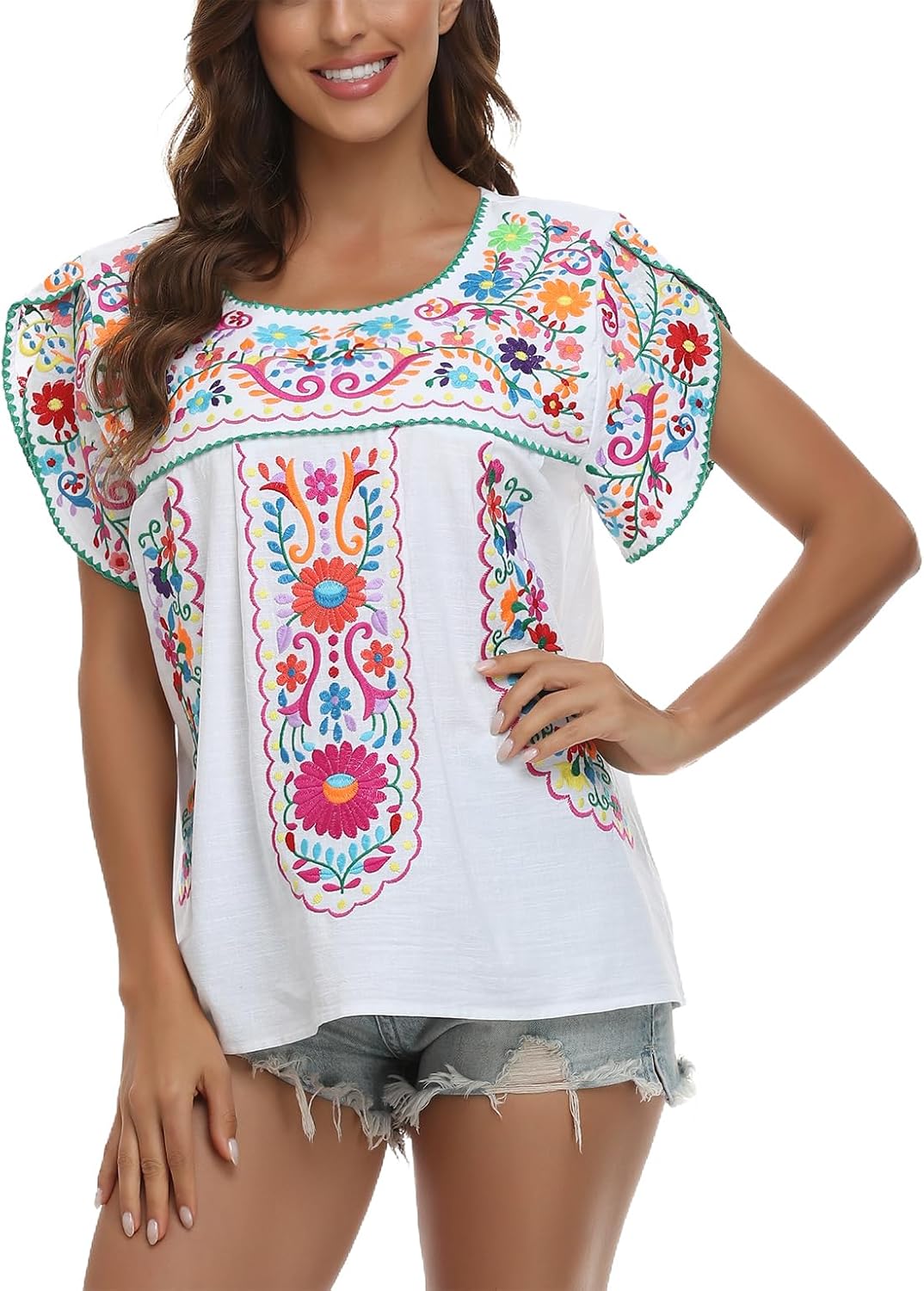 Mexican Shirts for Women: Embroidered Summer Tunic Blouse