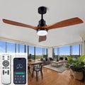 52 in solid wood ceiling fan with light and 6-speed remote - quiet DC