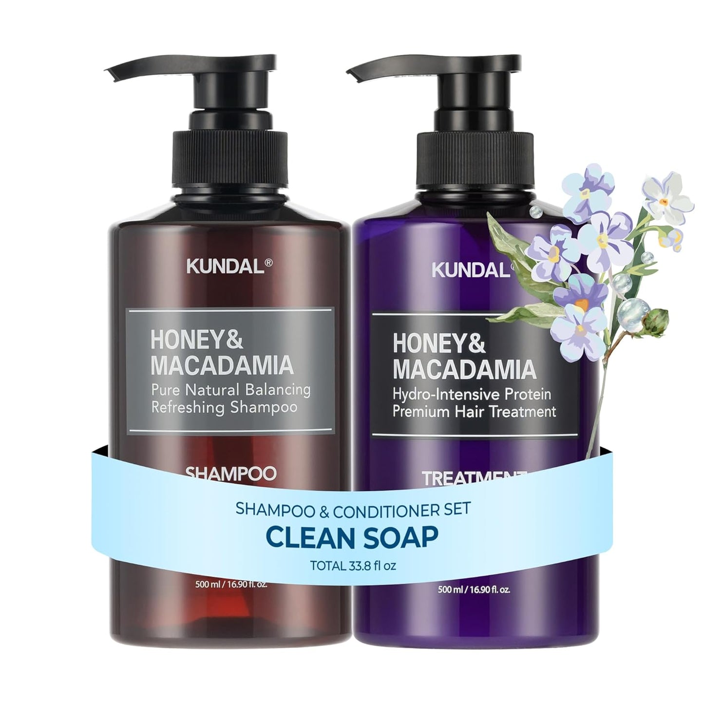 KUNDAL Korean Shampoo and Conditioner Set for All Hair Types