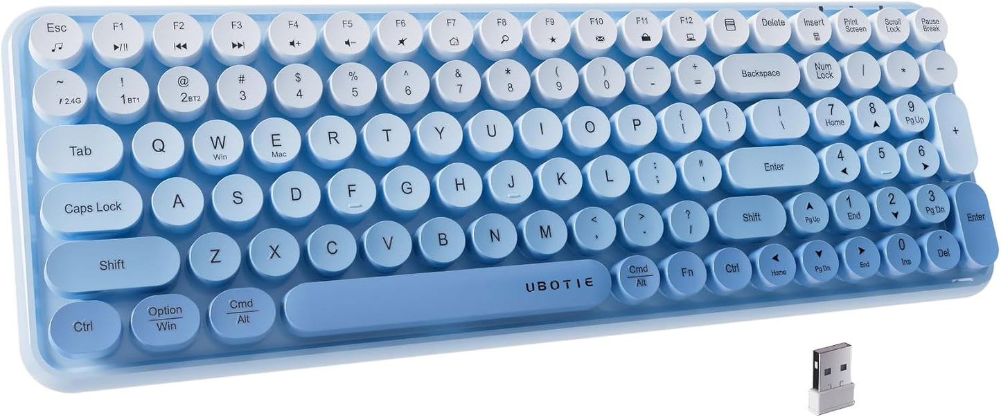 UBOTIE Wireless Rainbow Keyboard - Colorful & Compact
