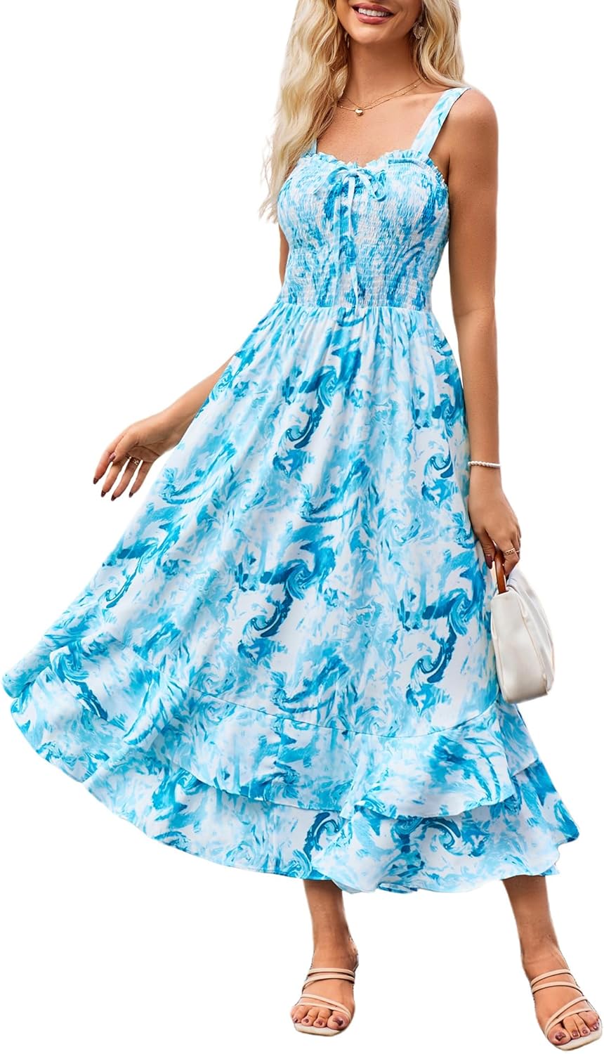 Floral Boho Dress for Women - Summer Maxi Sundress Style