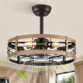 20 in Fandelier Caged Ceiling Fan with Light Brown - Quiet Remote