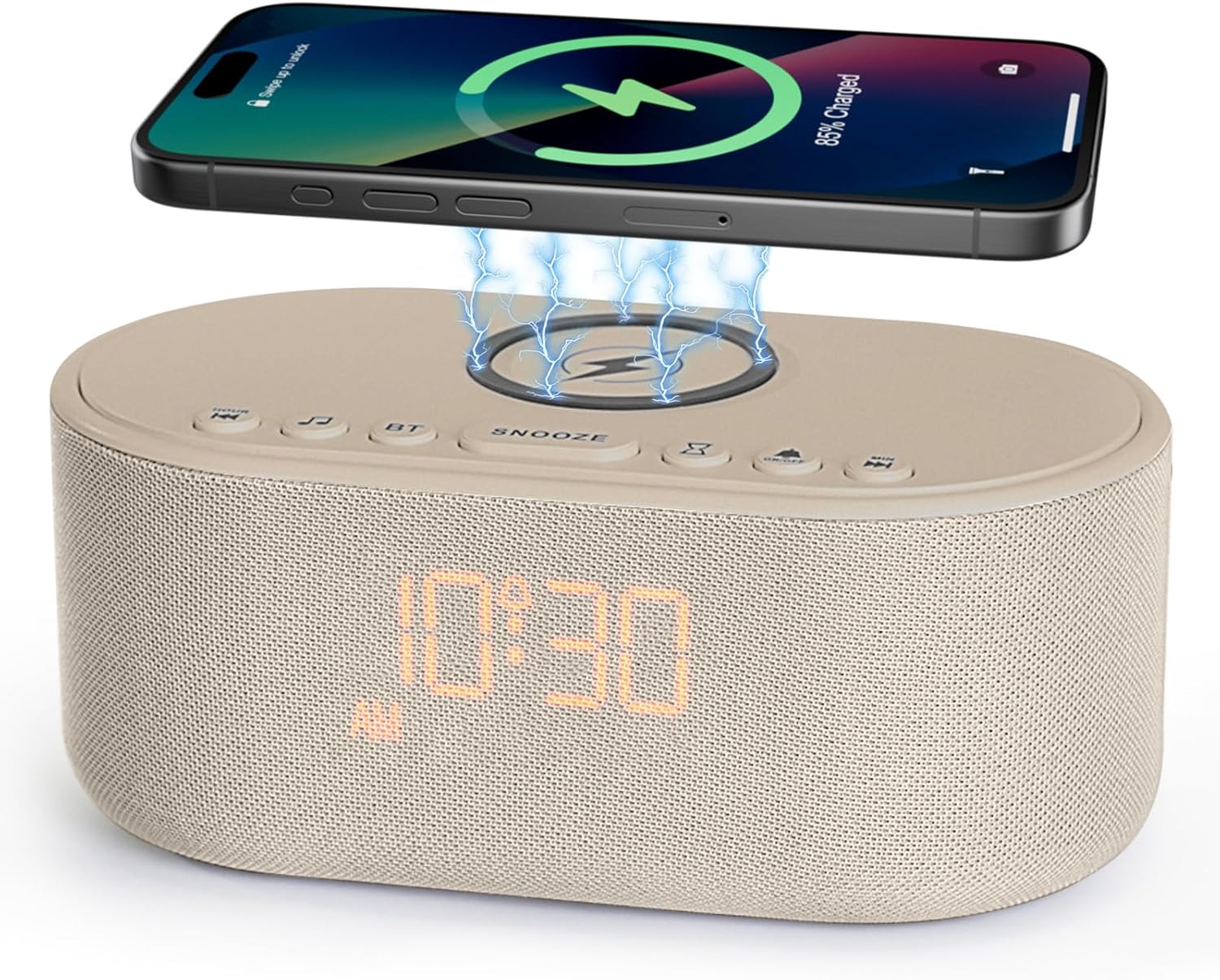Wireless Charging Alarm Clock: 21 Soothing Sounds - Putty