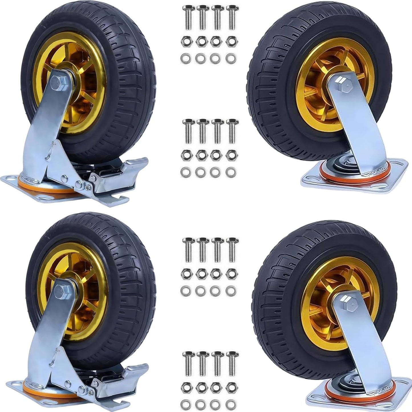 8 Inch Caster Wheels Set of 4 for Heavy-Duty Transport Needs