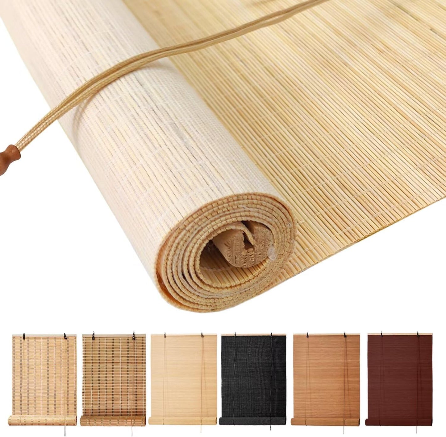 Bamboo Blinds for Indoor Windows - Custom Sizes Roller Shades