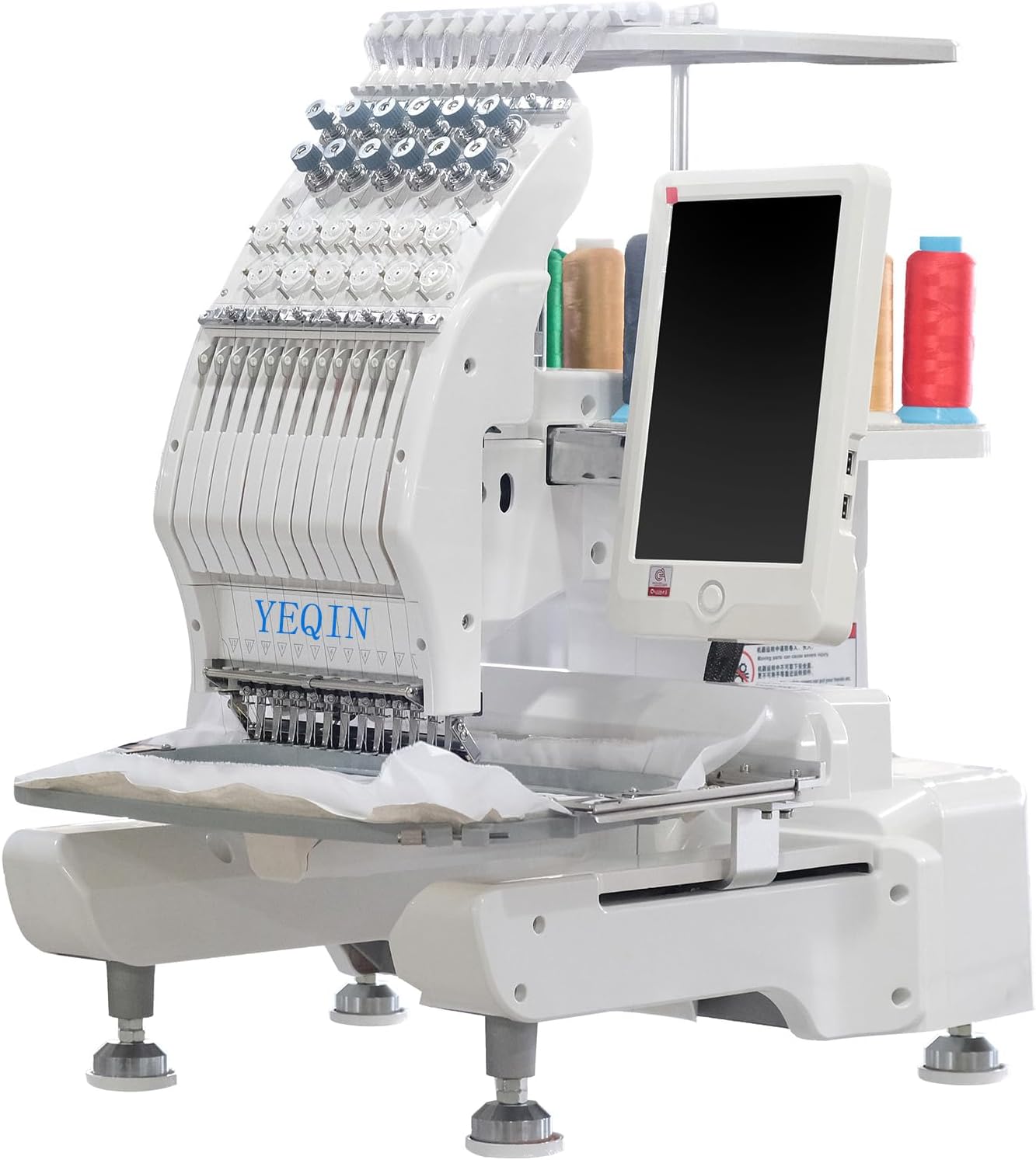 YEQIN Mini Commercial Embroidery Machine: 12 Needles, 1200SPM Speed, 10'' Touchscreen
