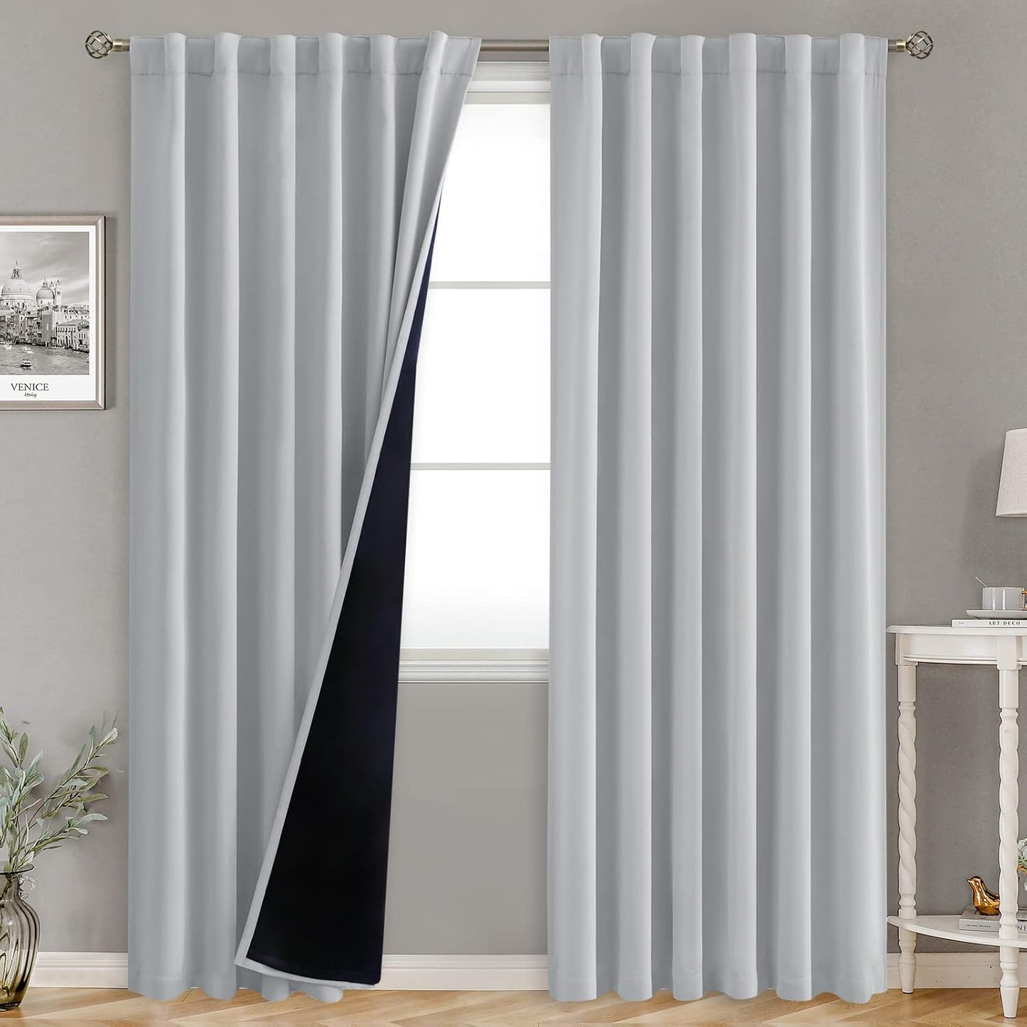 BGment Light Grey 100% Blackout Curtains for Total Darkness