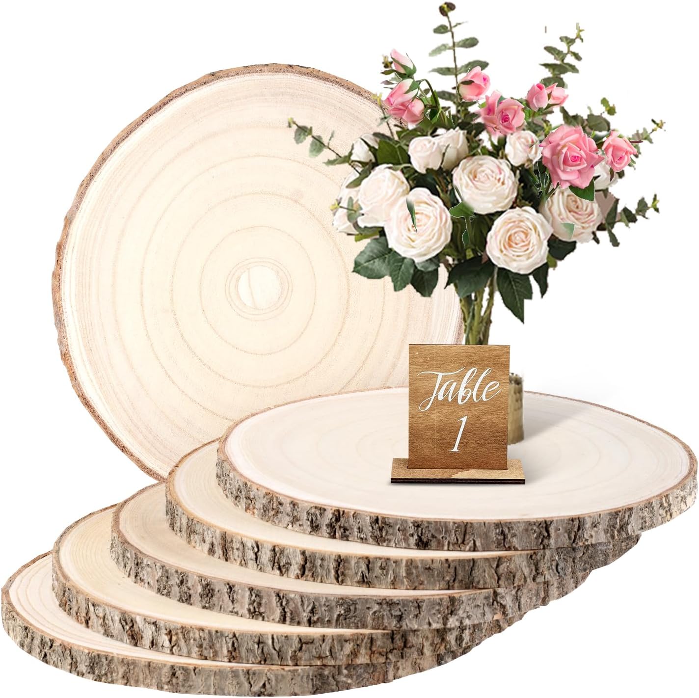 Large Unfinished Wood Slices 8 Pack for Crafts and Decor