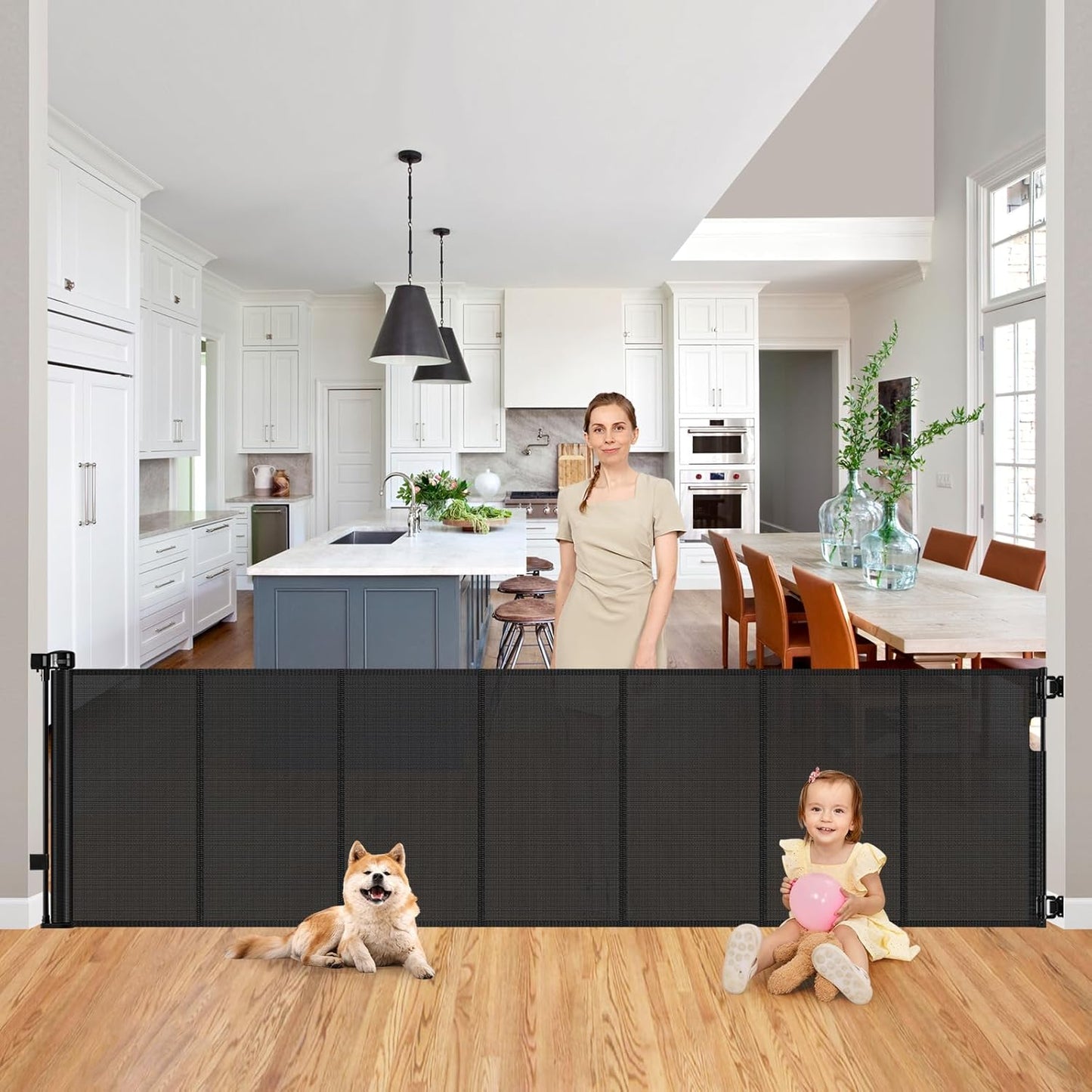 Reinforced 200 Inch Extra Wide Baby Gate for Pets and Kids