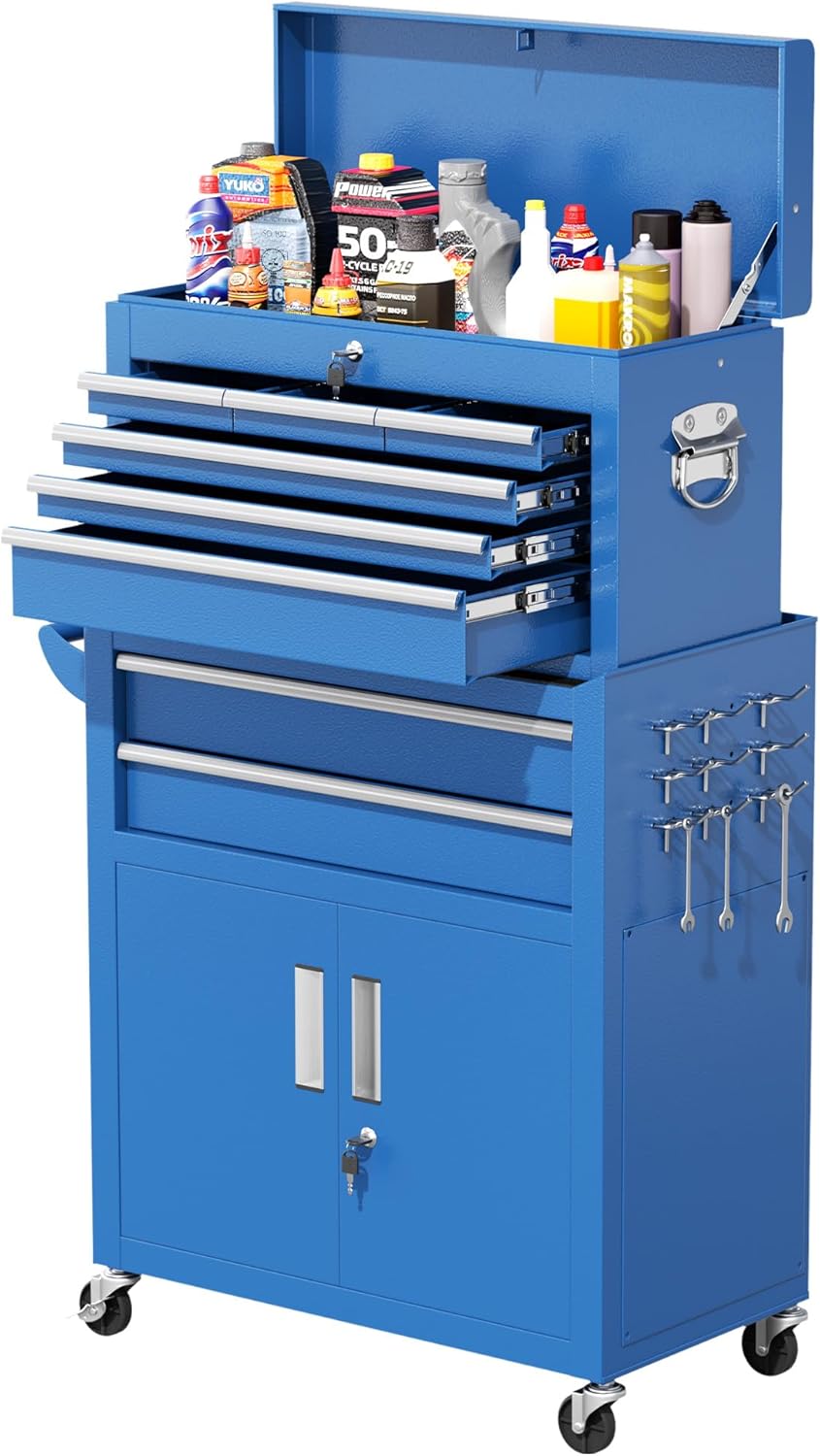 Greenvelly 8-Drawer Rolling Tool Chest with Lockable Wheels
