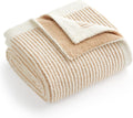 Snuggle Sac Stripe Soft Throw Blanket for Couch - Cozy Ribbed Knit