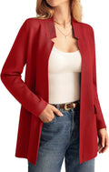 Long Sleeve Open Front Knit Cardigan Notch Collar Sweater Blazer KARIN
