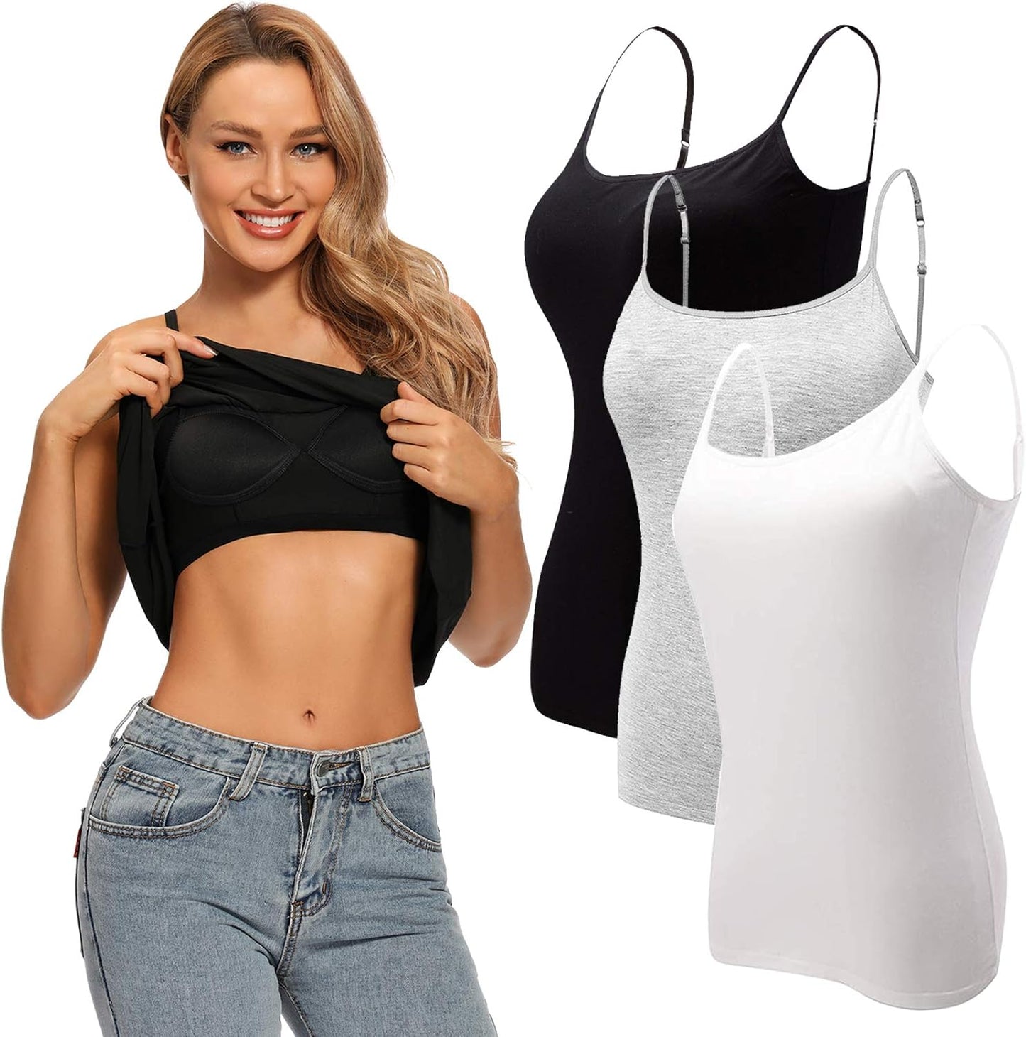 Ibeauti Womens Camisoles with Built in Padded Bra for Comfort