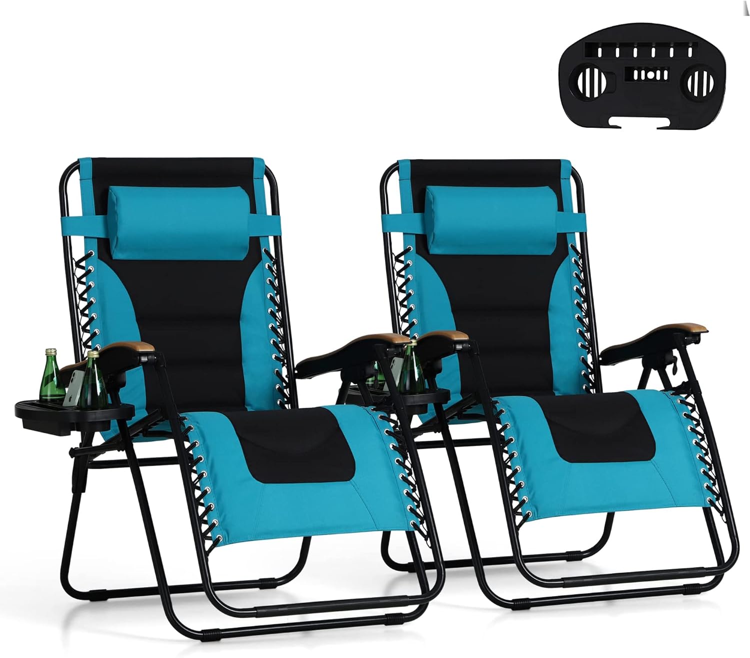 PHI VILLA XXL Oversized Padded Zero Gravity Chair Set of 2