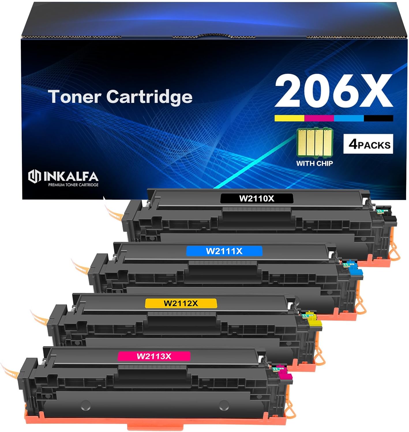 High Yield 206X Toner Cartridges 4 Pack for HP Printers