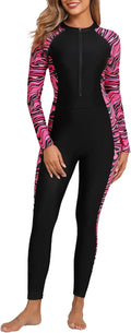 Womens Full Body Zip Front Rash Guard One Piece Swimsuit - UPF50 pant